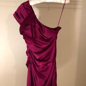 One shoulder fuchsia dress